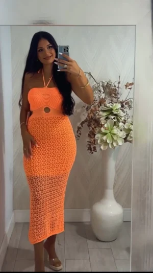 Vestido textura naranja